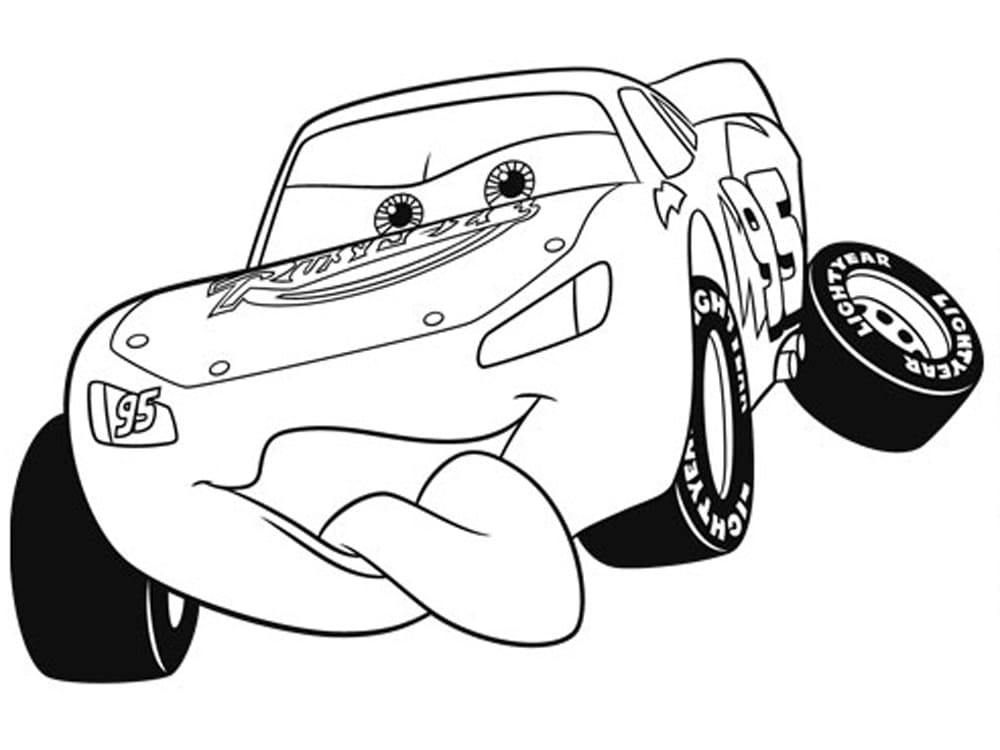 Desenho de Relâmpago Mcqueen Engraçado para Colorir e Pintar