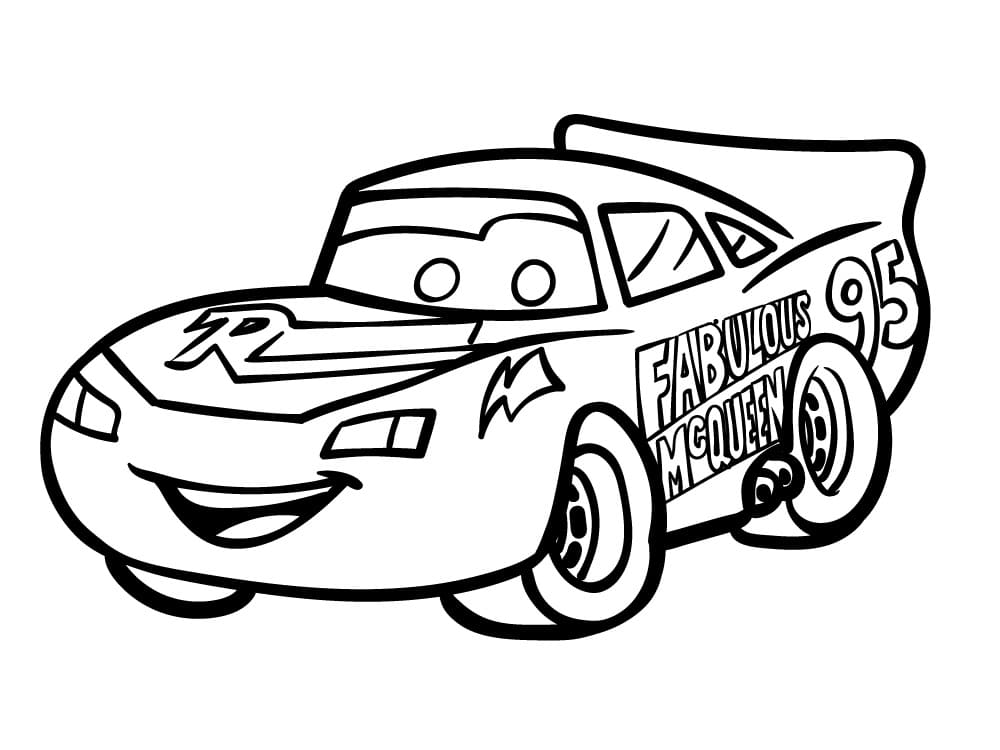 Desenho de Relâmpago Mcqueen para Colorir Pdf Grátis e Pintar