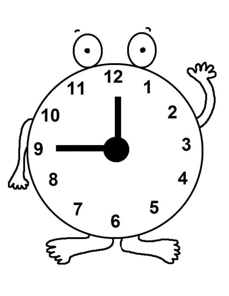 Desenho de Relógio de Desenho Animado para Colorir e Pintar
