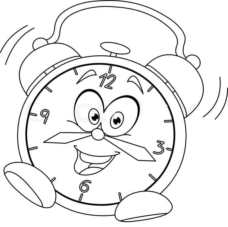 Desenho de um Relógio Animado para Colorir e Pintar