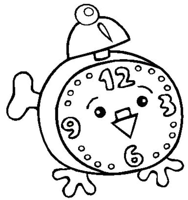Desenho de um Relógio Fofo para Colorir e Pintar