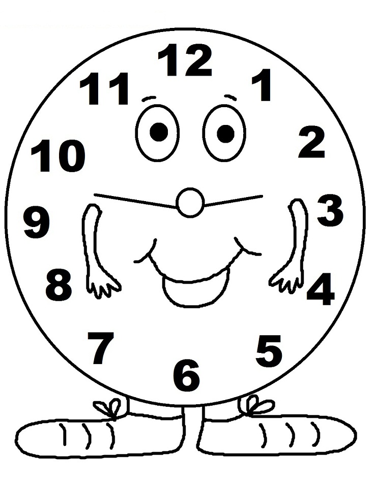Desenho Pdf de Relógio de Desenho Animado para Colorir e Pintar