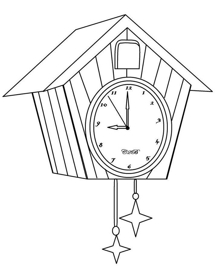 Desenho Pdf de Relógio de Parede para Desenhar e Colorir e Pintar