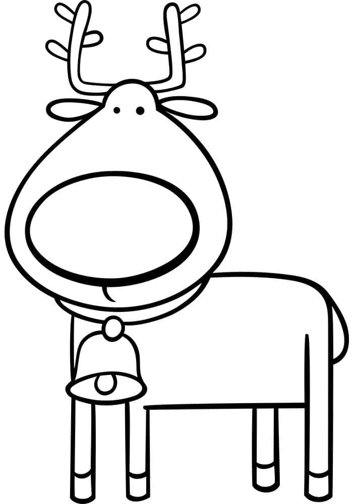 Desenho de Rena de Natal Engracada para Colorir e Pintar