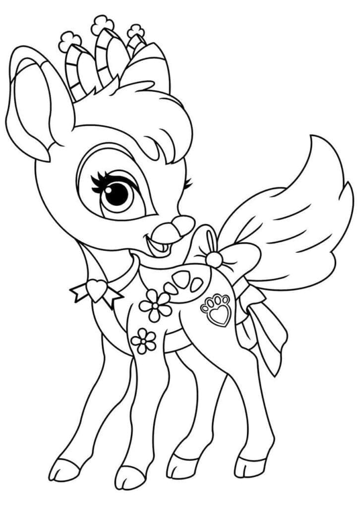 Desenho de Rena de Natal Fofa para Colorir e Pintar