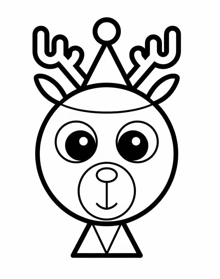 Desenho de Rena de Natal Simples para Colorir e Pintar