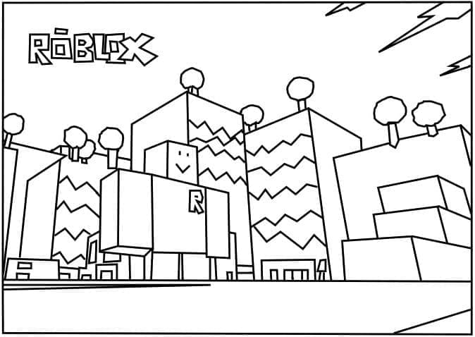 Desenho de Cidade Roblox para Colorir e Pintar