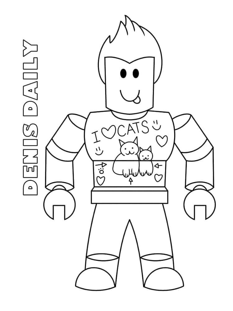 Desenho de Denis Daily de Roblox para Colorir e Pintar