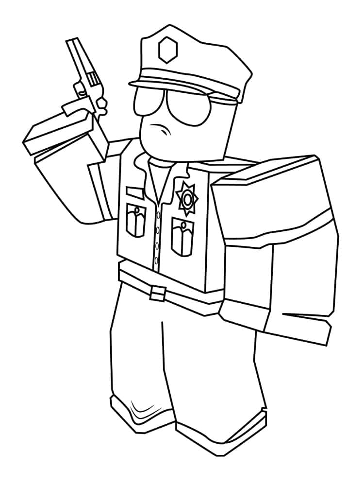 Desenho de Policial de Roblox para Colorir e Pintar