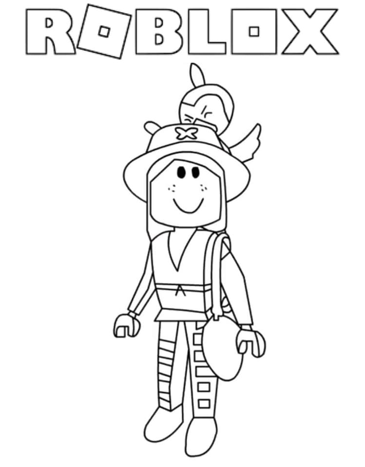 Desenho de Roblox com Roupa Estilosa para Colorir e Pintar