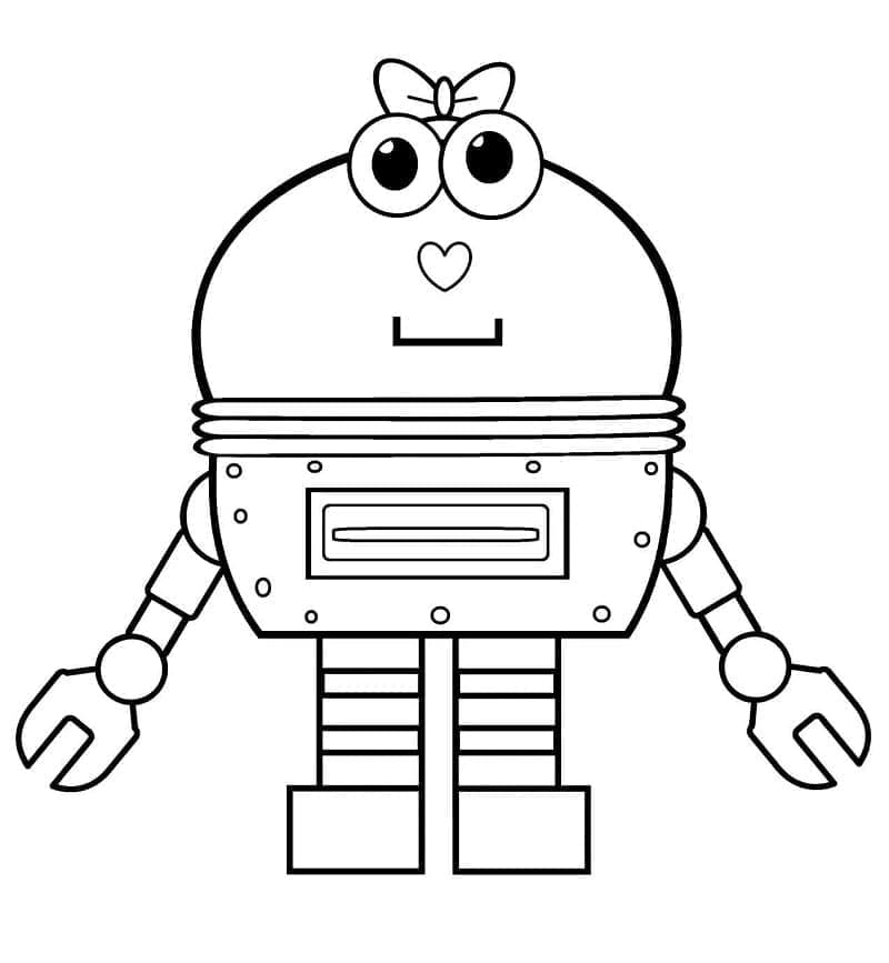 Desenho de Robô Alegre para Colorir e Pintar