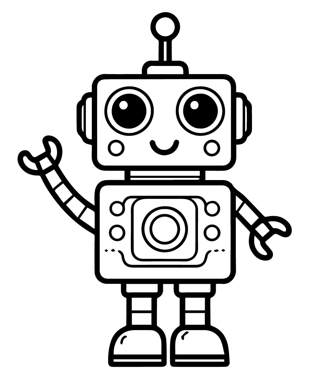 Desenho de Robô Muito Fofo para Colorir e Pintar