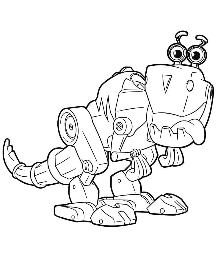 Desenho de um Dinossauro Robô para Colorir e Pintar