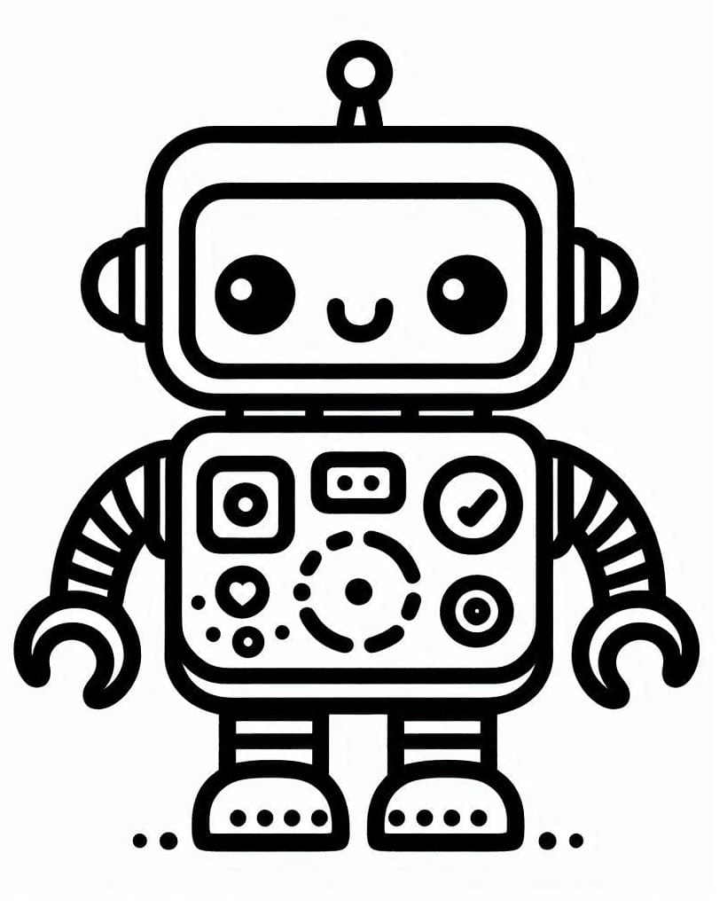 Desenho de um Robô Muito Fofo para Colorir e Pintar