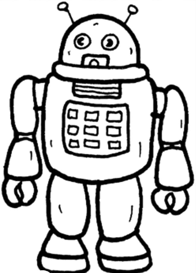 Desenho de um Robô para Colorir e Pintar