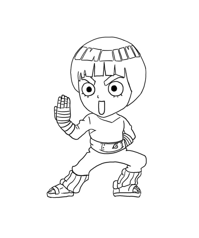 Desenho de Chibi Rock Lee para Colorir e Pintar