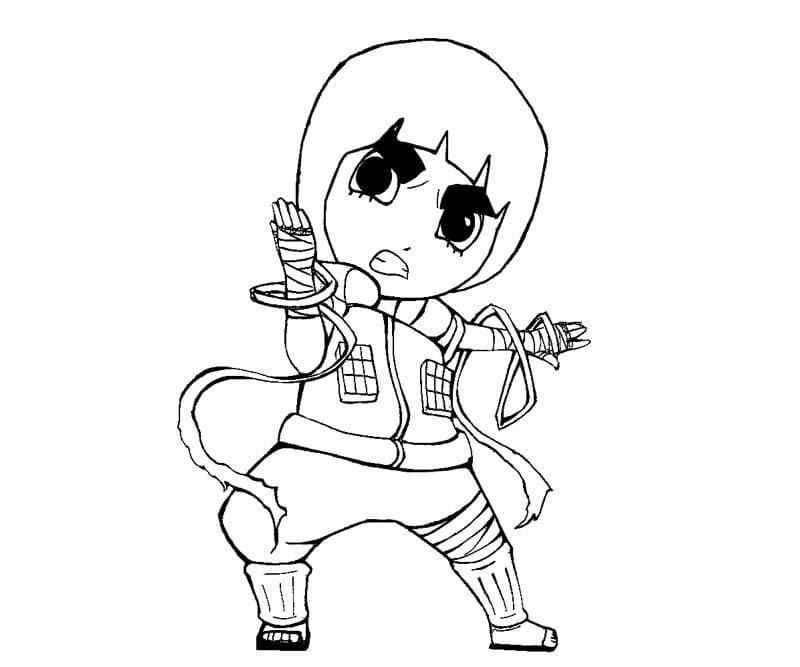 Desenho de Pequeno Rock Lee para Colorir e Pintar