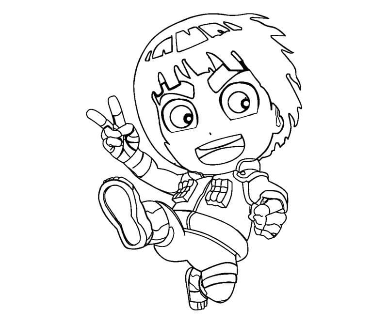 Desenho de Rock Lee Chibi para Colorir e Pintar