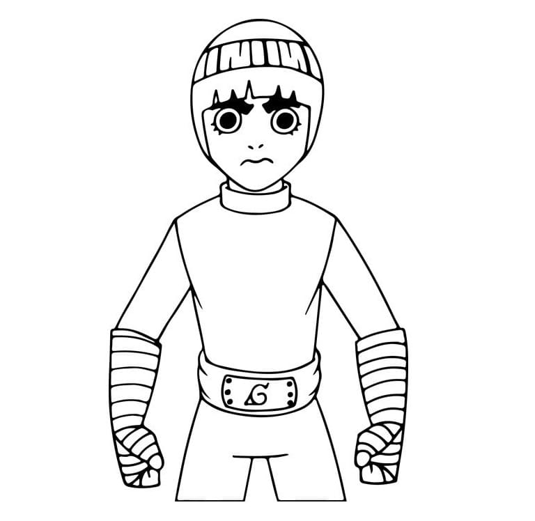 Desenho de Rock Lee de Anime Naruto para Colorir e Pintar