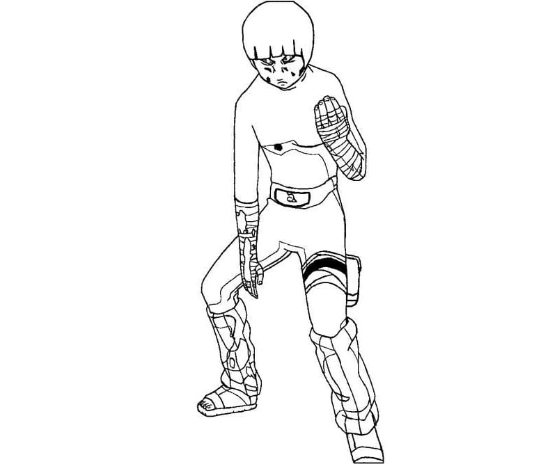 Desenho de Rock Lee de Anime Naruto Shippuden para Colorir e Pintar
