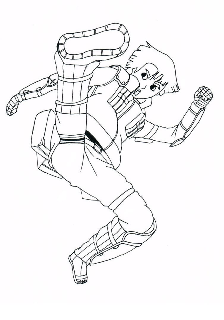 Desenho de Rock Lee Está Chutando para Colorir e Pintar