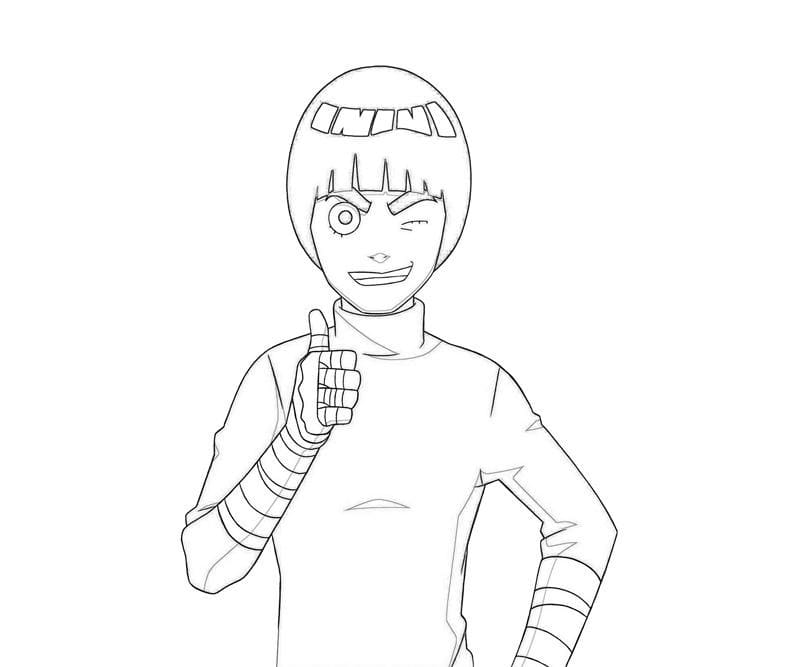 Desenho de Rock Lee Feliz para Colorir e Pintar