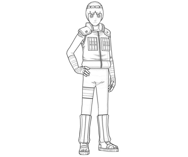 Desenho de Rock Lee Grátis para Crianças para Colorir e Pintar