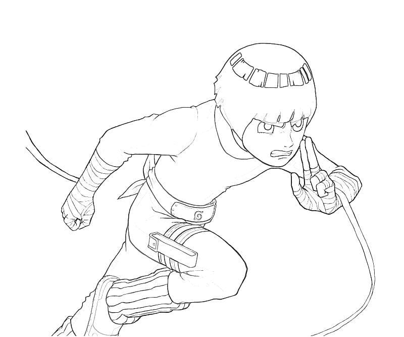 Desenho de Rock Lee Lutando para Colorir e Pintar