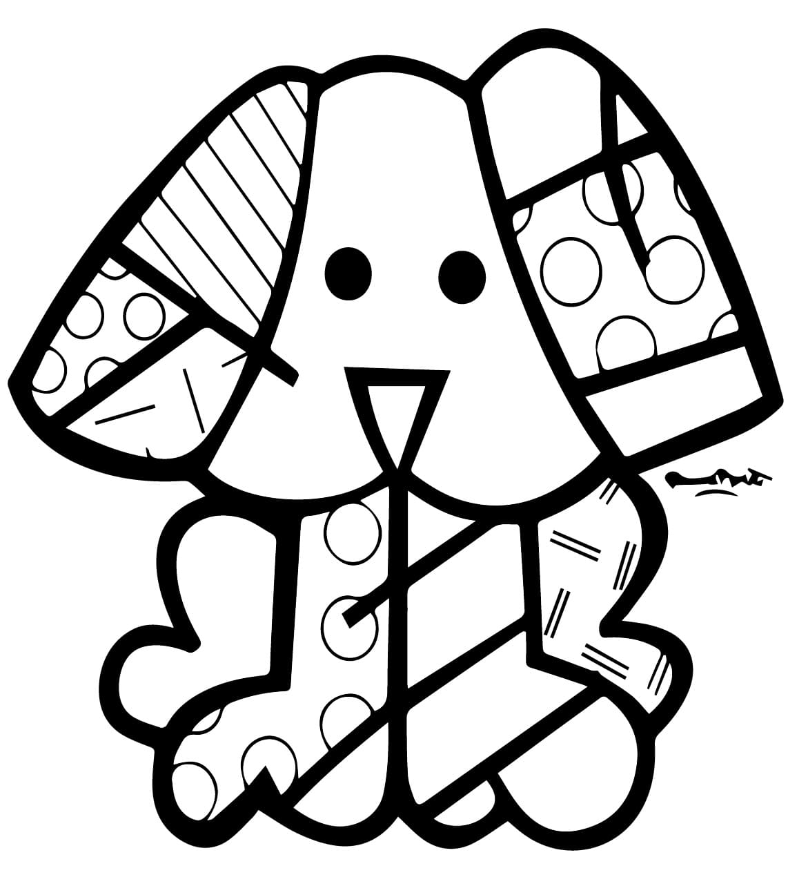 Desenhos de Cachorrinho de Romero Britto para Colorir e Pintar