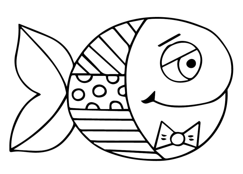 Desenhos de Peixe de Romero Britto para Colorir e Pintar