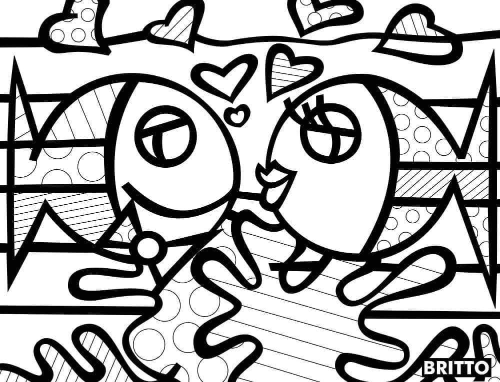 Desenhos de Peixes de Romero Britto para Colorir e Pintar