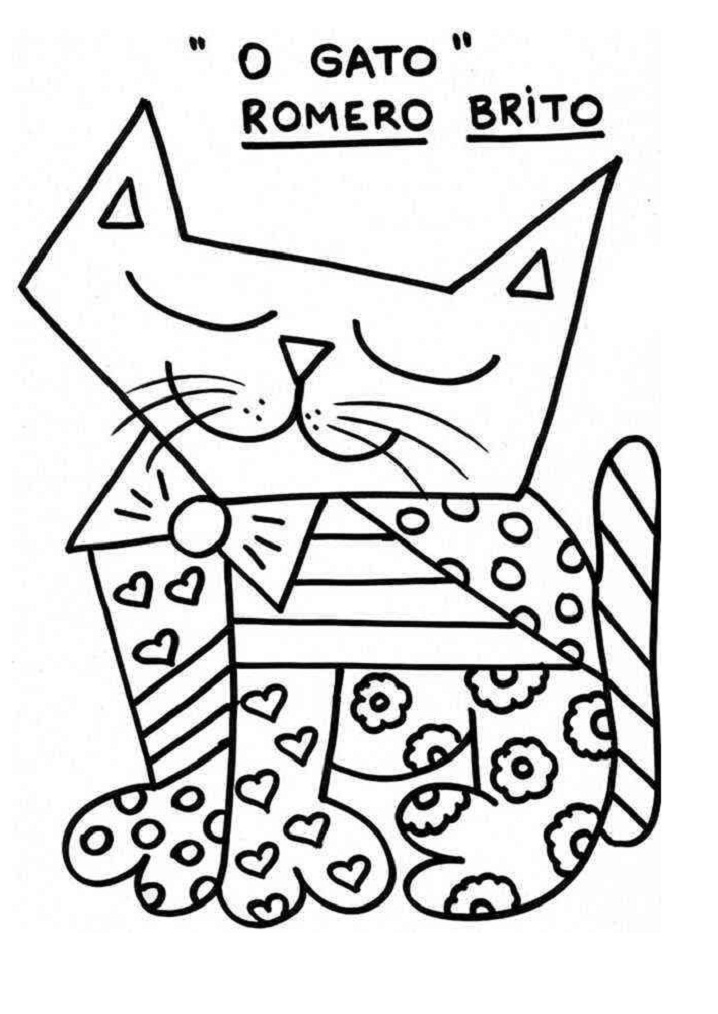 Desenho do Romero Britto o Gato para Pintar