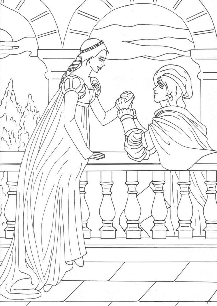 Desenho de Romeu e Julieta Grátis para Imprimir e Colorir e Pintar