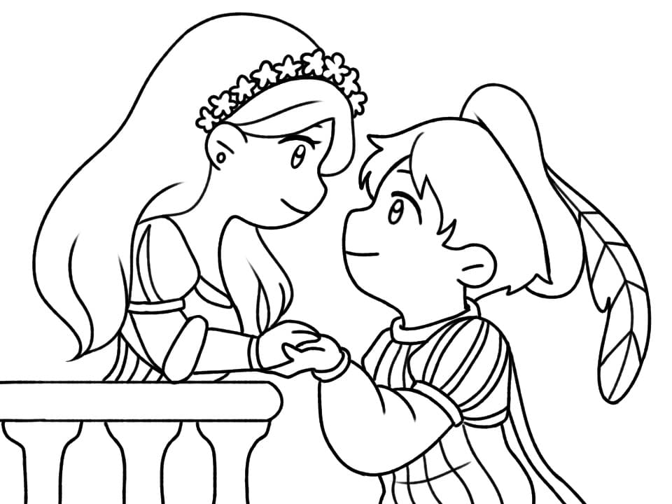 Desenho de Romeu e Julieta Imprimivel para Colorir e Pintar