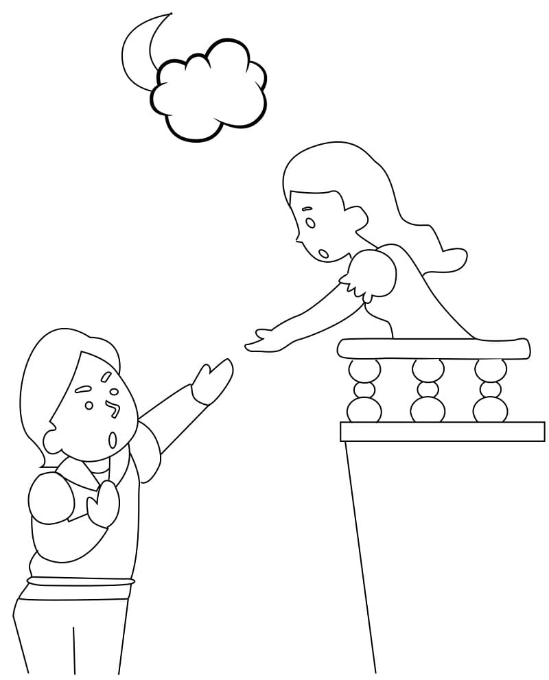 Desenho de Romeu e Julieta Imprimivel para Imprimir e Colorir e Pintar