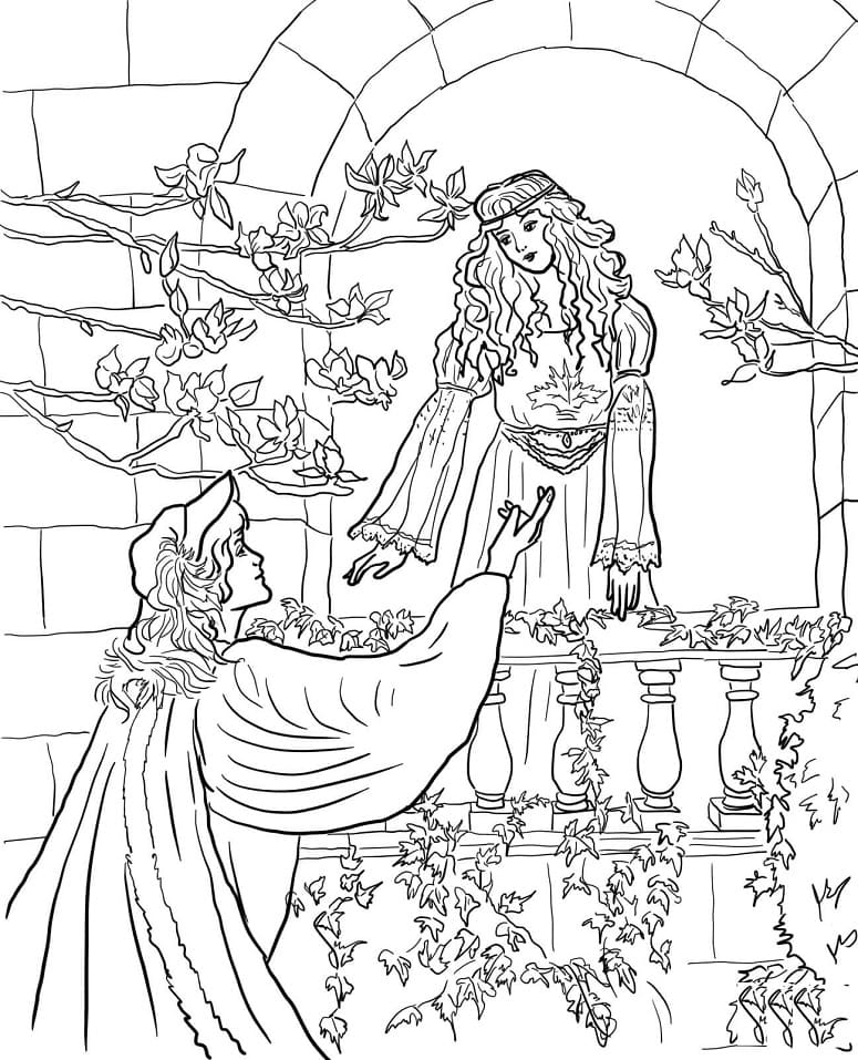 Desenho de Romeu e Julieta para Colorir Pdf Grátis e Pintar