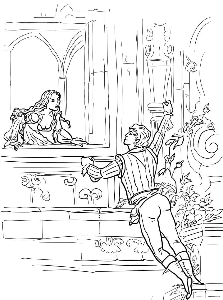 Desenho de Romeu e Julieta Pdf para Imprimir e Colorir e Pintar