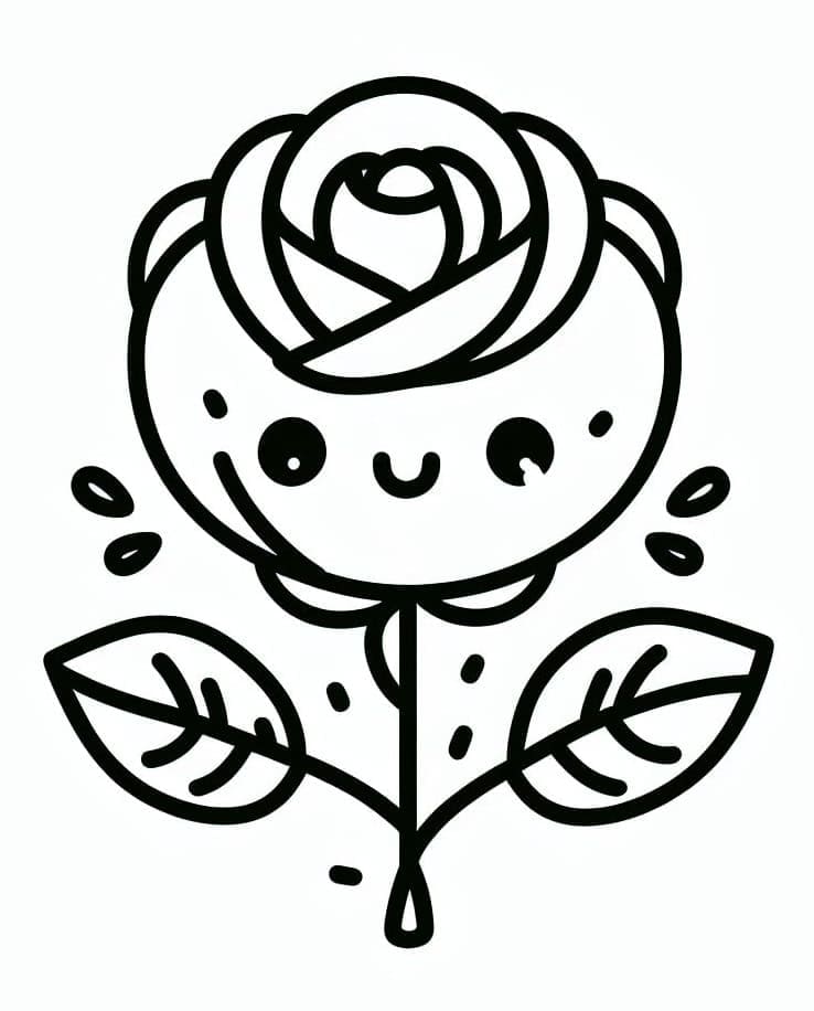 Desenhos de uma Rosa Muito Fofa para Colorir e Pintar