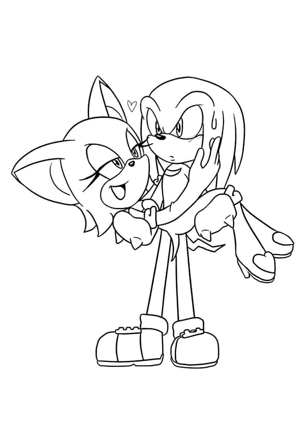 Desenho de Knuckles e Rouge The Bat para Colorir e Pintar