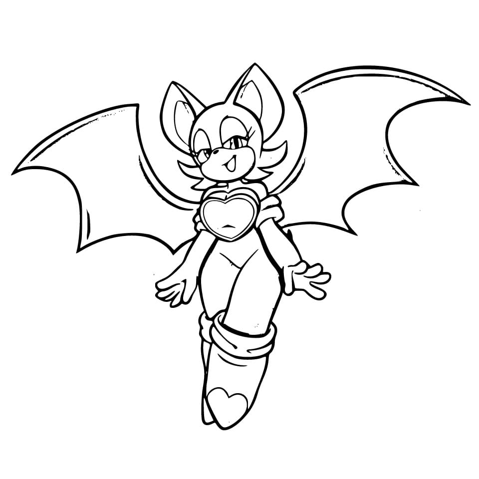 Desenho de Rouge The Bat para Crianças de 4 Anos para Colorir e Pintar