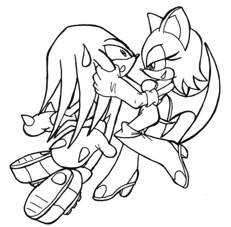 Desenho de Rouge The Bat e Knuckles para Colorir e Pintar