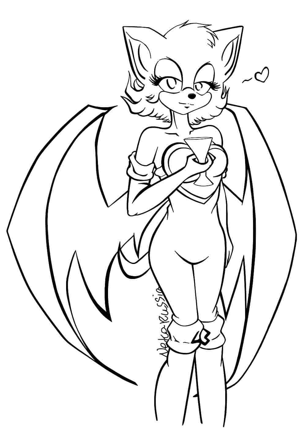 Desenho de Sonic Rouge The Bat para Colorir e Pintar