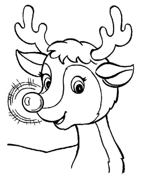 Desenho de Adorável Rudolph para Colorir e Pintar