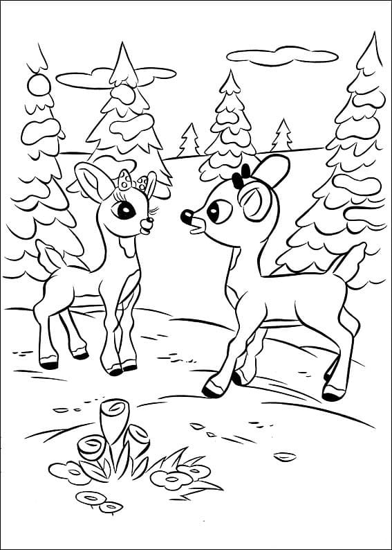 Desenho de Clarice e Rudolph para Colorir e Pintar