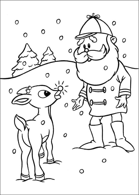 Desenho de Rudolph a Rena do Natal para Imprimir Imprimivel e Pintar