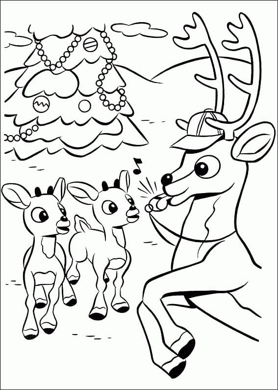 Desenho de Rudolph a Rena Natalina para Colorir Download e Pintar