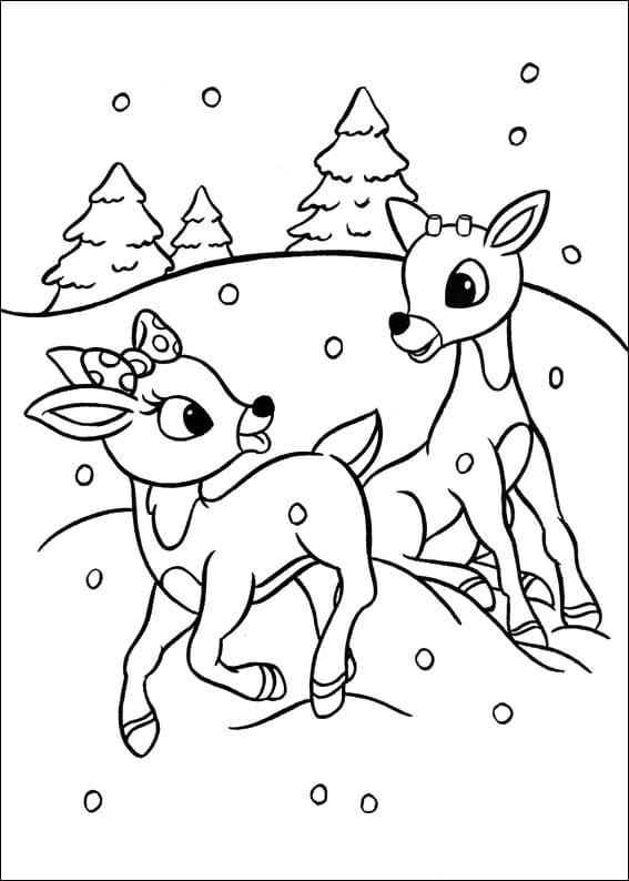 Desenho de Rudolph Natal para Colorir com Tinta Guache e Pintar
