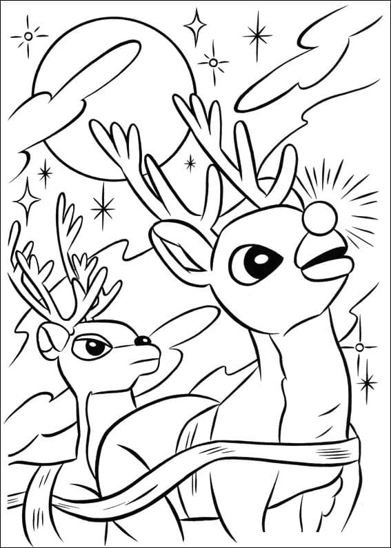 Desenho de Rudolph para Colorir e Baixar Imprimivel e Pintar