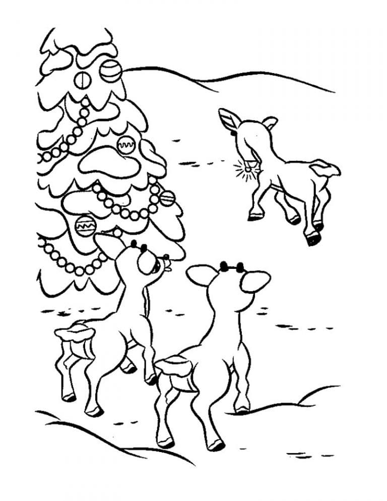 Desenho de Rudolph Triste para Colorir e Pintar