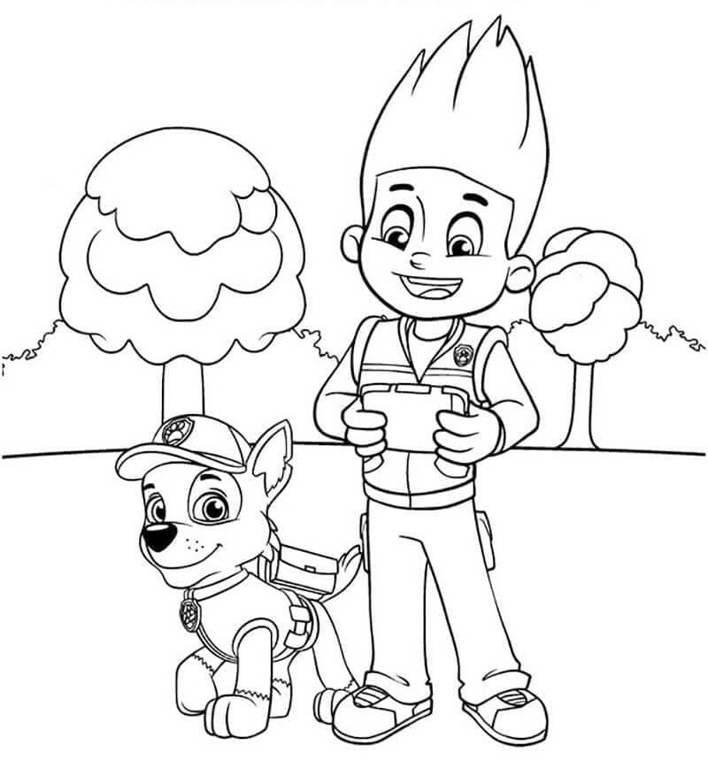 Desenho de Chase e Ryder Patrulhá Canina para Colorir e Pintar